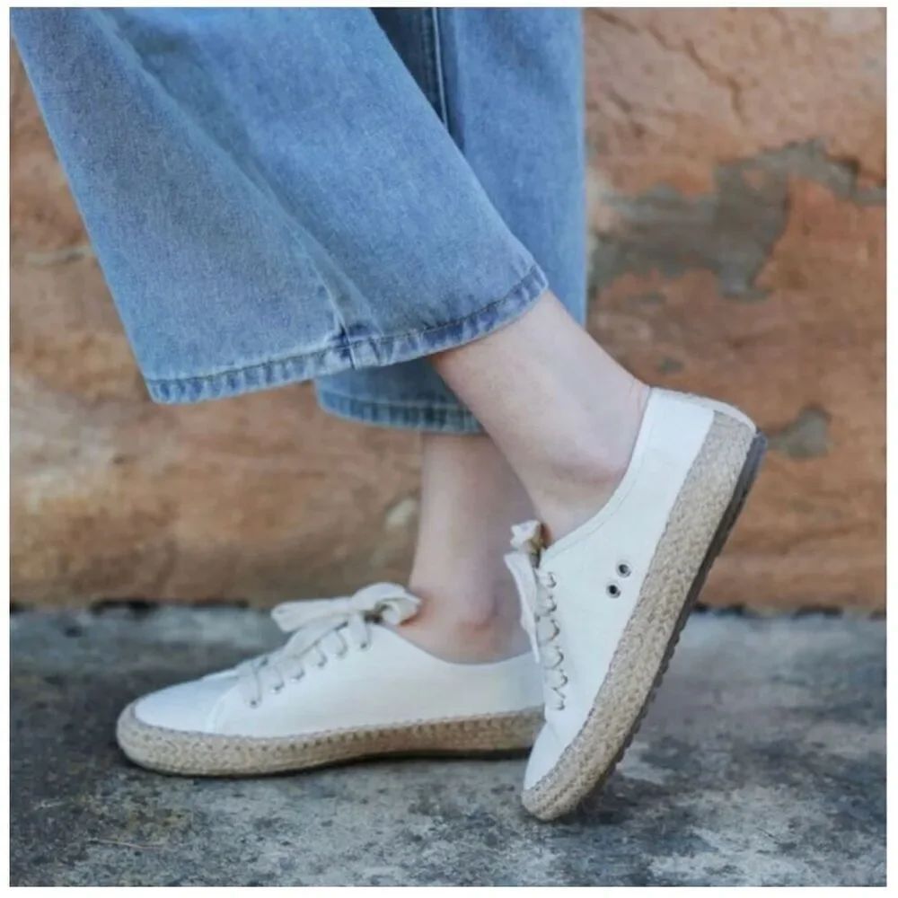 Emu Australia White Perforated  & Jute Sneaker sz 10 US EUC